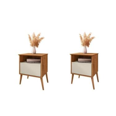 Imagem de Kit Mesa de Cabeceira Salles Naturalle Off White - Mais de Casa