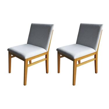 Imagem de Kit 2 Cadeira Rope em Madeira Maciça de Eucalipto Linho Branco/Marrom