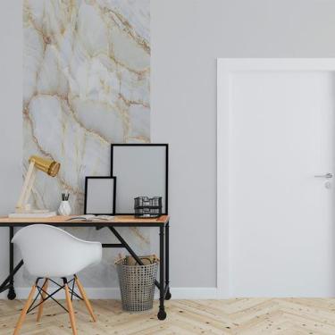 Imagem de Papel de Parede Painel 3D Mármore Calacata com Bege 1M Revestimento Au
