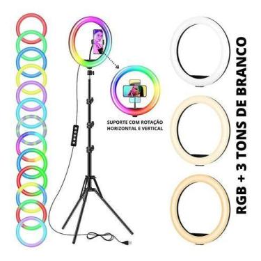 Imagem de Kit youtuber Ring Light 26 cm 10 pol + tripé 10 Suporte cores - ZEM
