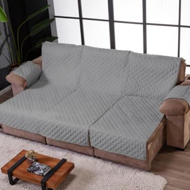 Imagem de PROTETOR PARA SOFÁ RETRÁTIL E RECLINÁVEL DE 3 LUGARES DE 1 METRO CADA 3m x 2,40m COM BOLSO LATERAL (Cinza)