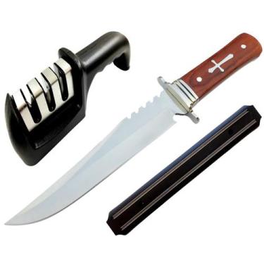 Imagem de Melhor Kit Perfeito Churrasco Faca Afiador E Barra Magnética - FACATOP