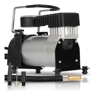 Imagem de Mini Compressor De Ar 12v Automotivo Pneu Carro Moto Bike Cor:Prateado