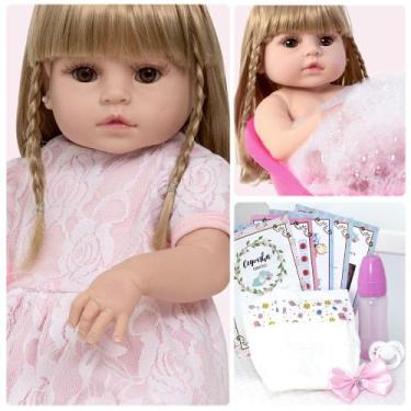 Imagem de Bebe Reborn Loira Princesa Recém Nascida Fofa Pode Dar Banho - Cegonha