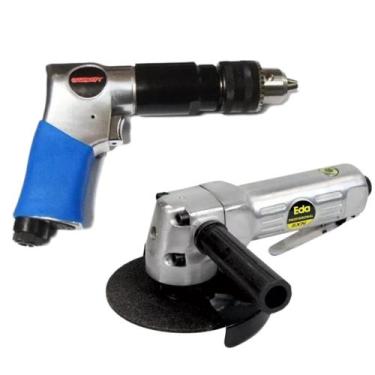 Imagem de Esmerilhadeira pneumatica 4" 8xn eda + furadeira pneumatica 8pn gudcra