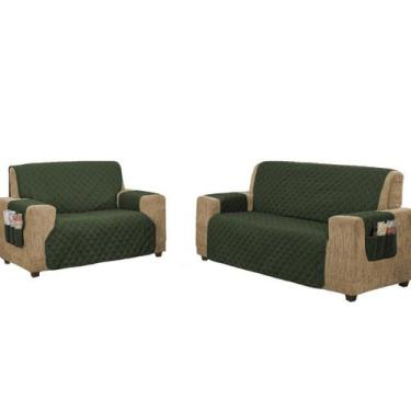 Imagem de Jogo de protetor de sofá para sofá couro 3 e 2 lugares com fixador - l