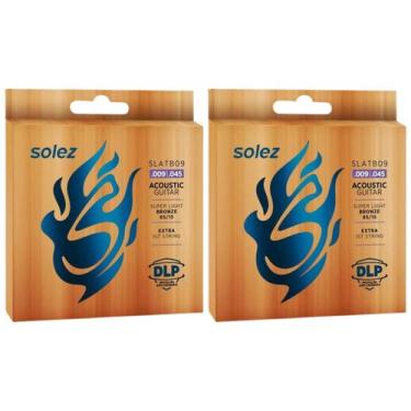 Imagem de Kit 2 Encordoamento Violão Aço Solez .009 Bronze 85/15