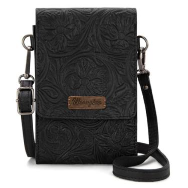 Imagem de Wrangler Bolsa de couro pequena bolsa transversal lateral para mulheres mini bolsa de telefone, Arizona preta