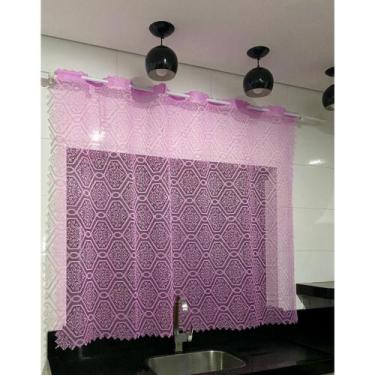 Imagem de Cortina Para Janela Cozinha Renda Cores 1,80 x 1,40m - JCM, Rosa