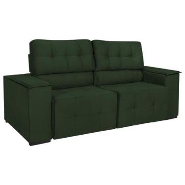 Imagem de Sofá Cama Retrátil Sala Vicenza 210cm Linho - Doce Sonho Móveis, Verde