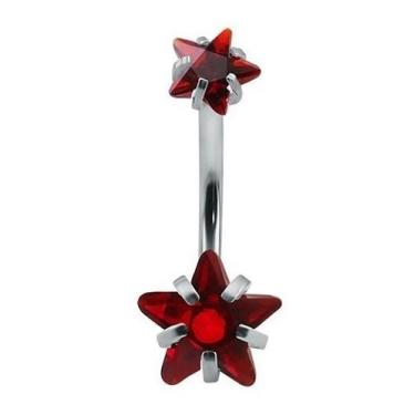 Imagem de Piercing De Umbigo Prata 2 Estrela Aço Cirúrgico Zircônia - DeCastro j