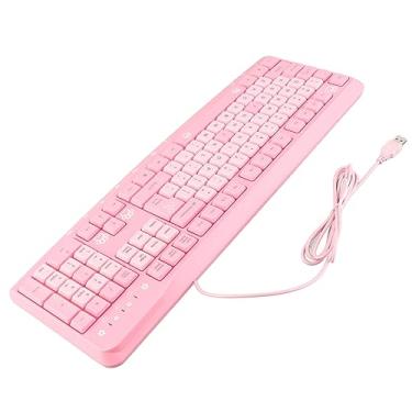 Imagem de Suporte Ajustável, Teclado Silencioso Com Fio USB Com Teclas Duráveis e Orifícios de Drenagem, Teclado Bonito de Desenho Animado de 104 Teclas para Computador Laptop de