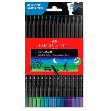 Imagem de Ecolápis de Cor Supersoft Cores Frias com 15 Unidades - Faber-Castell,