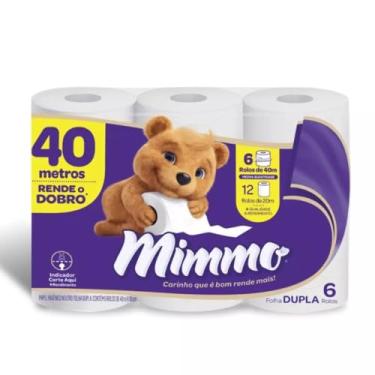 Imagem de Mimmo Papel Higiênico Folha Dupla, 40m, 6 Rolos