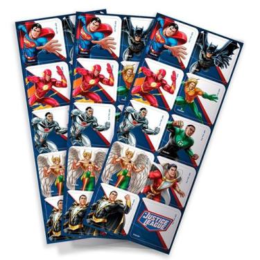 Imagem de Adesivo Quadrado -  Liga da Justiça - 30 unidades - Festcolor - Rizzo