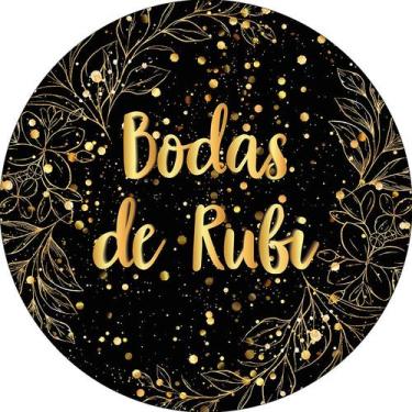Imagem de Painel De Festa Redondo 1,50x1,50 - Bodas de Rubi Folhagens Efeito Bri