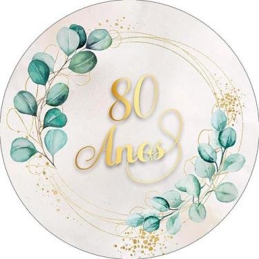 Imagem de Painel De Festa Redondo 1,50x1,50 - Geométrico Folhagens 80 Anos 060 -