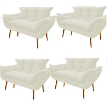 Imagem de Kit 04 Namoradeira  Decorativa  Opala Pés Palito em Madeira 2 Lugares 