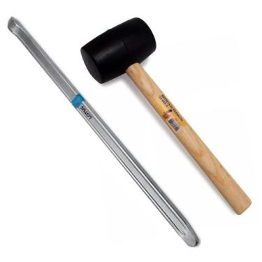 Imagem de Kit Espátula Pneu Borracheiro 60cm Martelo Borracha 24 680g - LOTUS