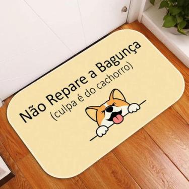 Imagem de Tapete Capacho Creme Bagunça A Culpa é do Cachorro 34x60cm - JW SHOP