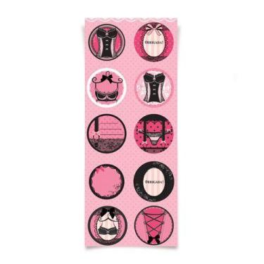 Imagem de Adesivo Redondo para Lembrancinha Festa Chá de Lingerie - 30 unidades 