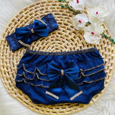 Imagem de Kit bunda rica e laço - KBANINHA KIDS, Azul escuro