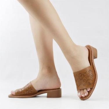 Imagem de Tamanco Salto Bloco Conforto - Dhoff, Caramelo, 36