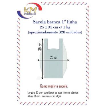 Imagem de Sacola branca 25 x 35 cm 1º linha - 1 Kg - sacola plástica (993) - Ext