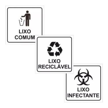 Imagem de 3 Adesivos Lixo Infectante Reciclavel Comum Lixeira 15x15 - CP