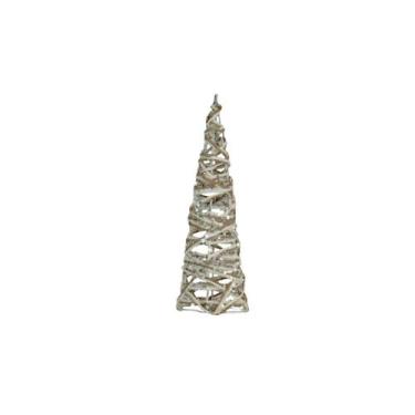 Imagem de 2 Mini Árvore Cone Aramada Creme Enfeite Natal 20CM - Magizi