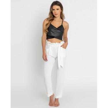 Imagem de Calça Clochard Cintura Alta com Cinto - LE JULIE, Off white, M