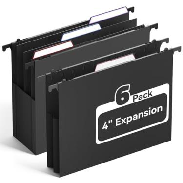 Imagem de Ansook Pastas de arquivo suspensas de plástico de alta capacidade, bolso sanfonado de expansão resistente de 10 cm, abas escalonadas com divisórias móveis, extra largas, tamanho carta, organizador de