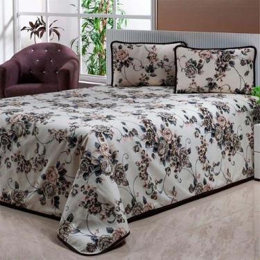 Imagem de Cobre Leito Casal King Colcha Floral Piquet 3 Peças - Cortinas Ibiting