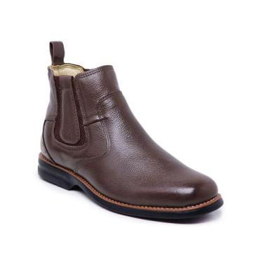 Imagem de Botina Gel Confort Masculino de Couro Marrom - 8 Segundos, 39