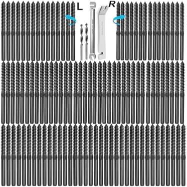 Imagem de Steel DN Mate Parafusos de Fixação de Rosca para Canhotos e Destros de Aço Inoxidável T316 para Poste de Madeira de 1/8" Kit de Corrimão de Cabo de Deck, 120 Pacotes Kit de Corrimã (1/8", Preto)
