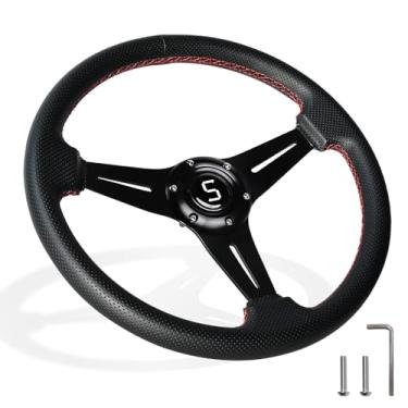 Imagem de Shu-Ran Volante Fit Club Car Ezgo Yamaha, 13,7"/350Mm Universal Golf Cart Volante para Club Car Ds e Precedent Ezgo Rxv & Txt Yamaha A Maioria Dos Carrinhos de Golfe, Preto (Style1)