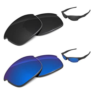 Imagem de Lentes de desempenho da Tintart compatíveis com a jaqueta Oakley Flak gravada polarizada – Pacote econômico, Carbon Black & Sapphire Blue, One Size
