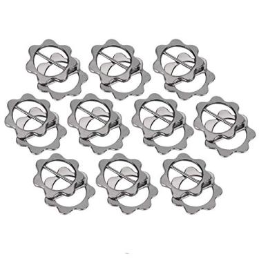 Imagem de Pingente de Botões de Flores na Cor da Arma Com Chaveiro Pompom, Botão de Haste Lateral, 10 Jogos/pacote (Mencionar na Nota do pedido: Enviar Em Bolsa PE)