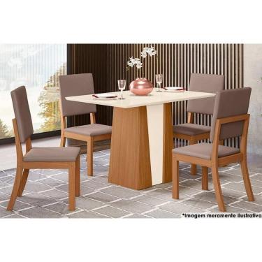 Imagem de Sala De Jantar Orus Tampo com Vidro 120x80cm E 4 Cadeiras Nature-marrom Amêndoa