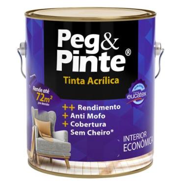 Imagem de Tinta Acrilica Anti Mofo Sem Cheiro Para Parede 3,6L - Eucatex, Branco
