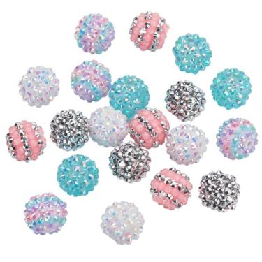 Imagem de PH PandaHall Contas de strass de 16 mm 20 peças contas focais contas grossas de cristal de resina contas redondas de bola de discoteca contas soltas para caneta, guirlanda, pulseira, colar, fabricação