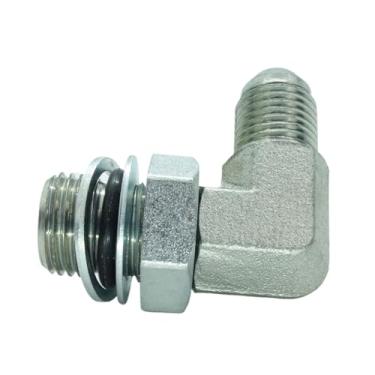 Imagem de CDQBWKJGFJ 1 peça de encaixe hidráulico 3/8 macho JIC (9/40.6 cm-18) X M16 x 1,5 macho métrico 90 graus adaptador de cotovelo