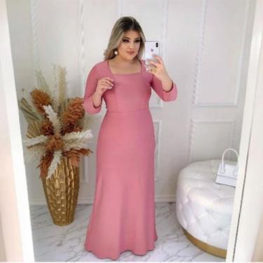 Imagem de Vestido Longo Plus Size Manga 3/4 Moda Evangélica Feminina 2 - MISS FL