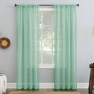 Imagem de No. 918 Delilah Painel de cortina bordado floral semitransparente com bolso para varão, 127 cm x 213 cm, vidro do mar