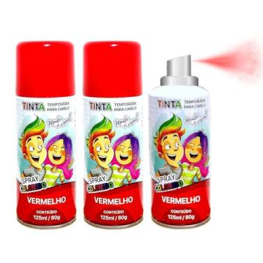 Imagem de 3 Tintas de Cabelo Temporária Vermelha Spray lavável Cabelo Maluco Fes