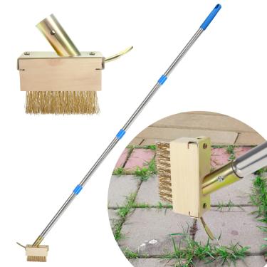 Imagem de Juxifyron Removedor de rachaduras, ferramenta manual de remoção de fenda, ferramenta extrator de ervas daninhas, escova de argamassa de remoção de musgo com cabo longo de 170 cm para deck,