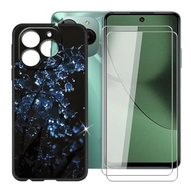 Imagem de Capa para BLU G54 (16,8 cm) + vidro temperado (pacote com 2), capa de silicone ultrafina à prova de choque antiarranhões + protetor de tela - Bluebell