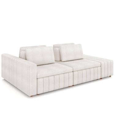 Imagem de Sofá Ilha E Puff Sala Living 285cm Siesta M22 Boucle Bege Claro - Mpozenato