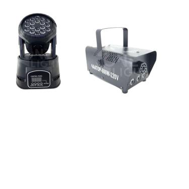 Imagem de Kit 2 Mini Wash 18 Led 3W Maquina De Fumaça 600W