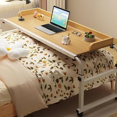 Imagem de Mesa de cama, mesa sobre cama com rodas, mesa sobre a cama com rodas, altura ajustável, mesa móvel funciona como carrinho de laptop, mesa de computador
